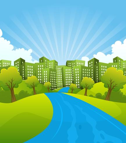 Green City In Summer Time vector