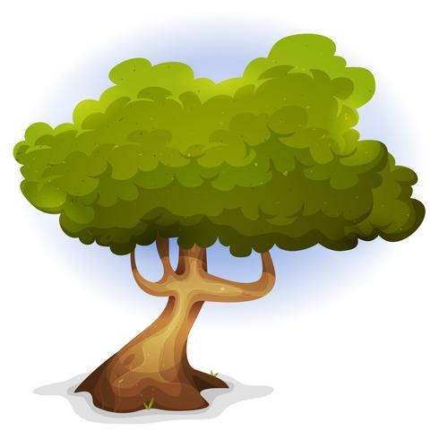 Árbol de primavera divertido de dibujos animados vector