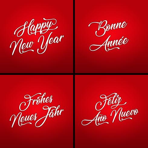 Feliz año nuevo en varios idiomas vector