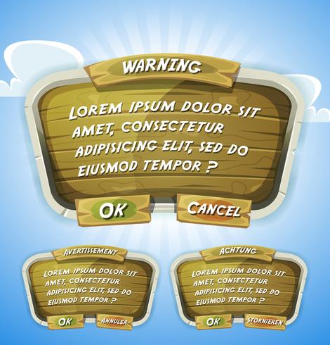 Cartoon Wood Agreement Panel For Ui Game vector