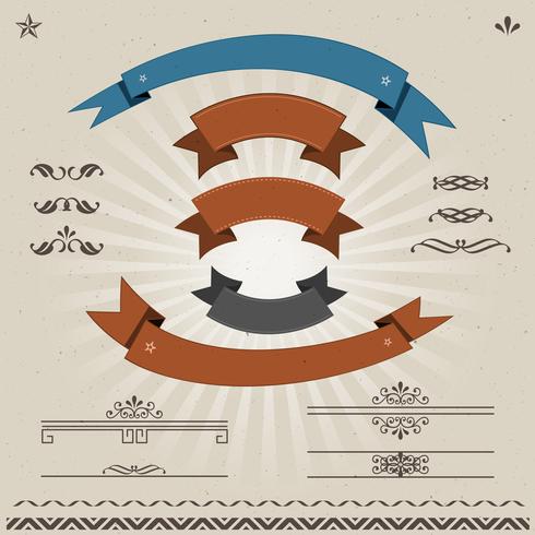 Vintage Banners, Ribbons And Floral Patterns vector