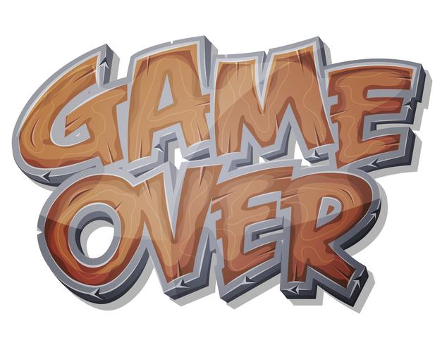 Game Over Wooden Icon For Ui Game vector