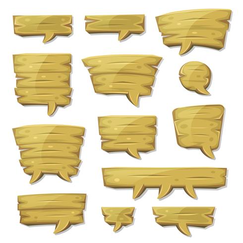 Cartoon Wood Speech Bubbles For Ui Game vector
