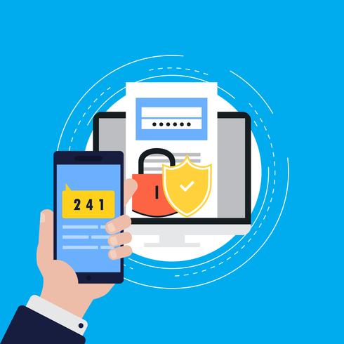 Smartphone verification process flat vector illustration