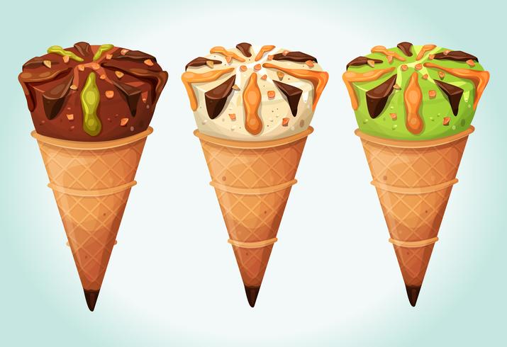 Classic Ice Cream Cones Set vector