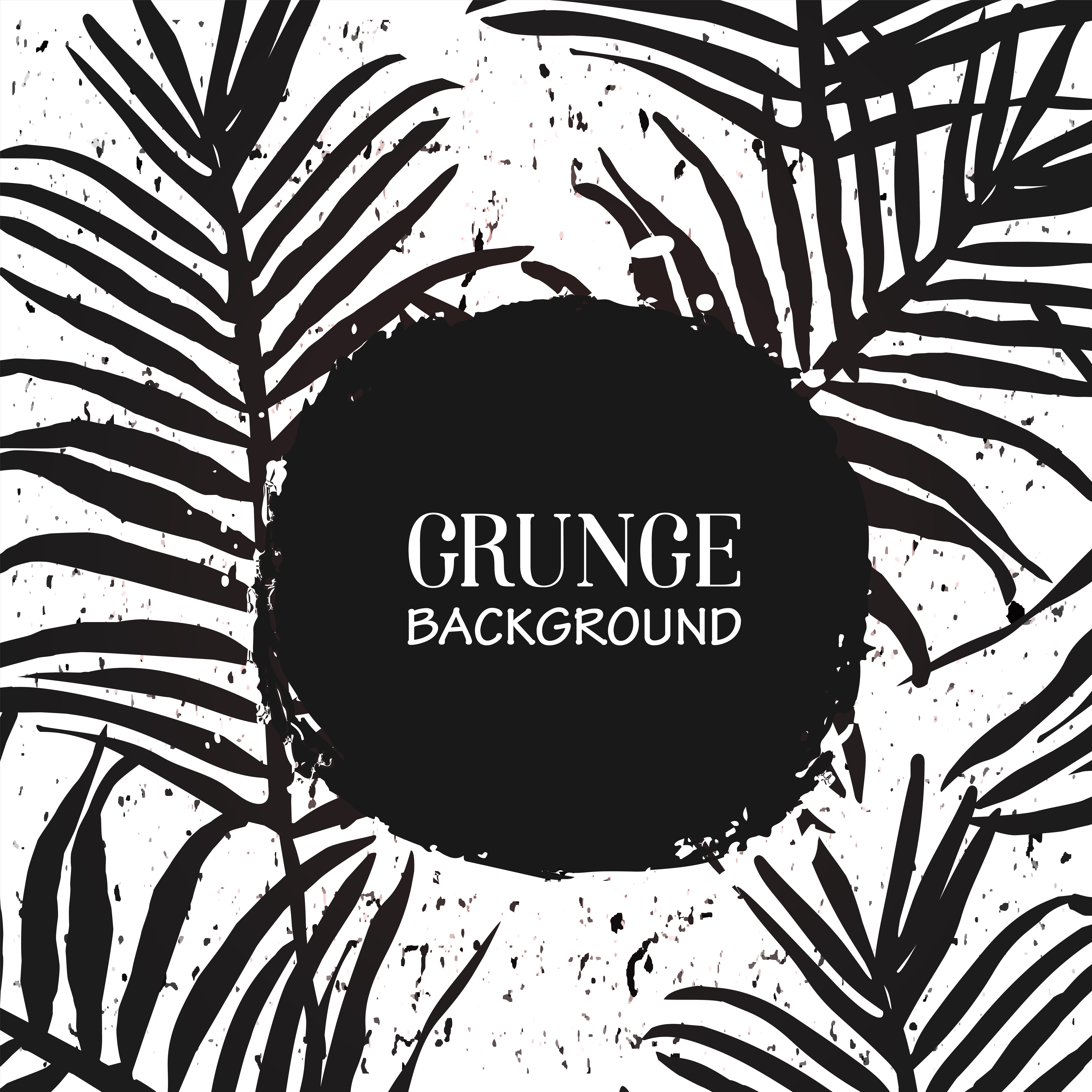 Download Palm leaves black silhouettes pattern with ink paint spot frame vector illustration design ...