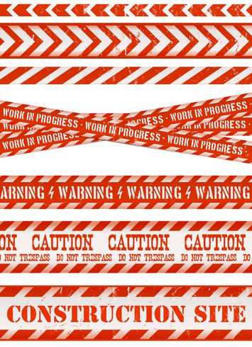 Work Line, Under Construction Site And Red And Blue Tapes vector