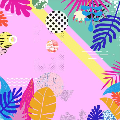 Tropical jungle leaves background vector