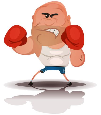 Campeón de boxeador enojado de dibujos animados vector