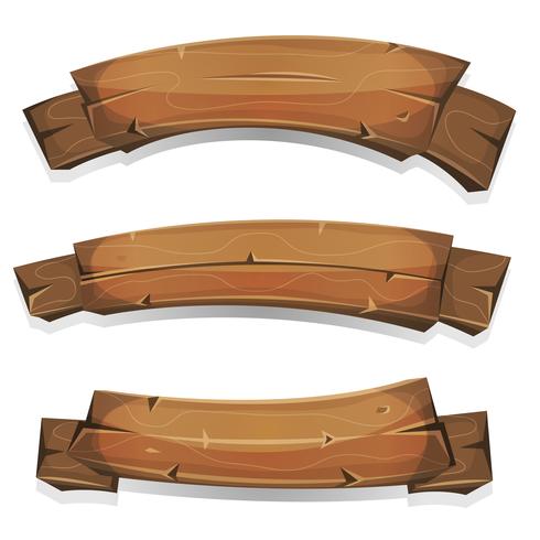 Comic Wood Banners And Ribbons vector