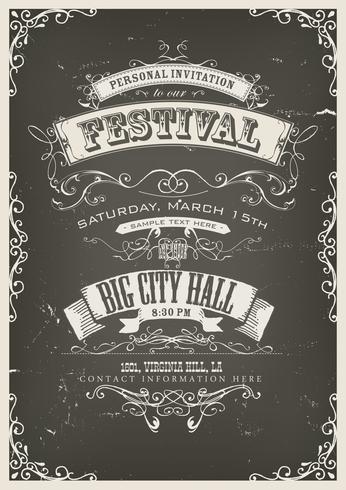 Vintage Invitation Poster On Chalkboard vector
