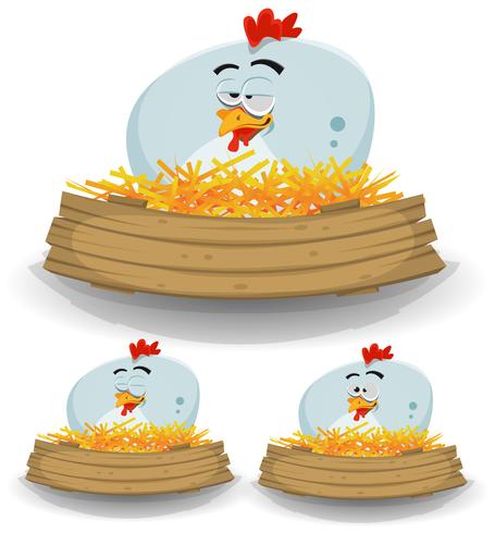 Farm Chicken Nest With Wood Banner vector