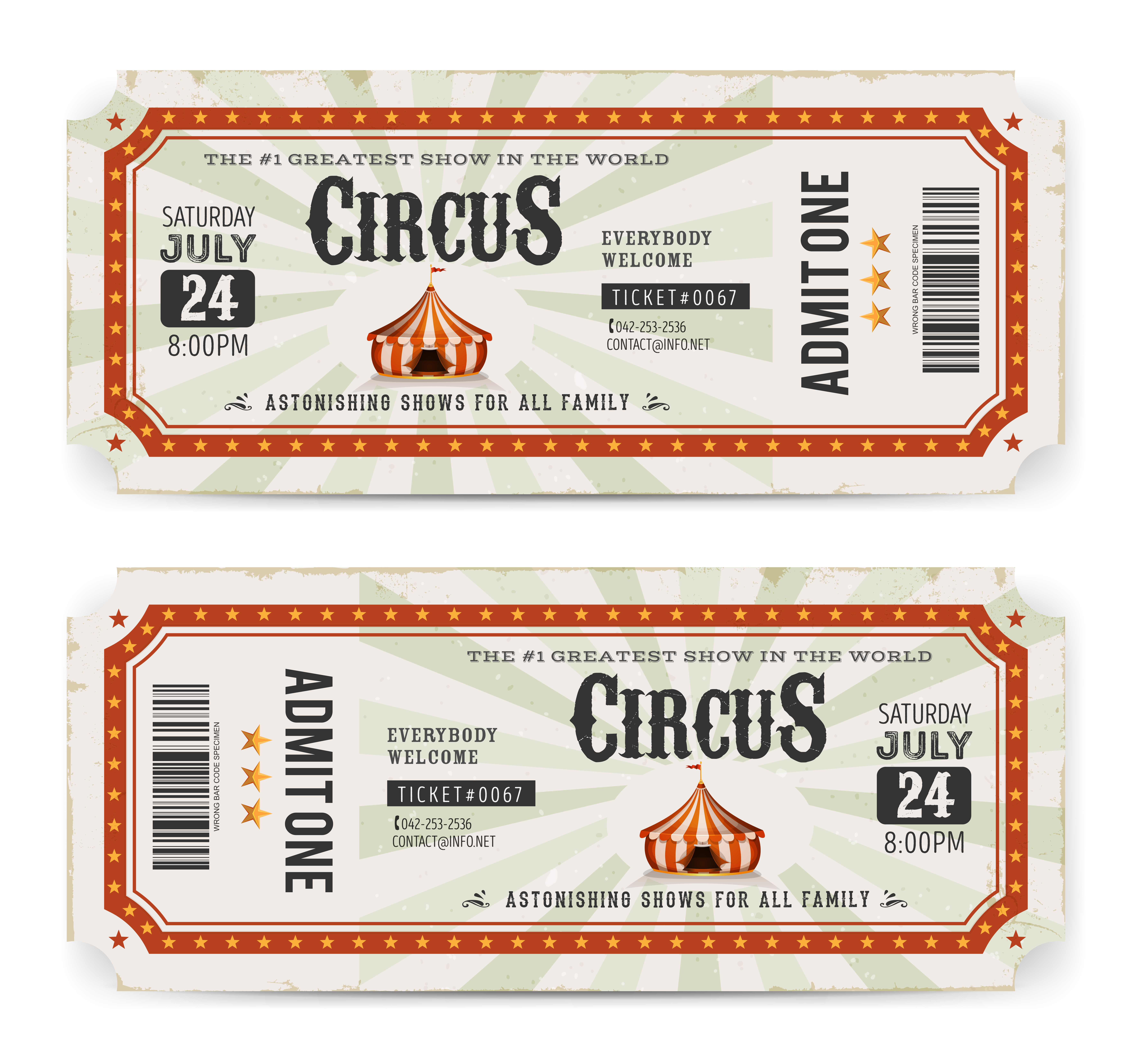 Circus Tickets Front And Back Side 269386 Vector Art at Vecteezy