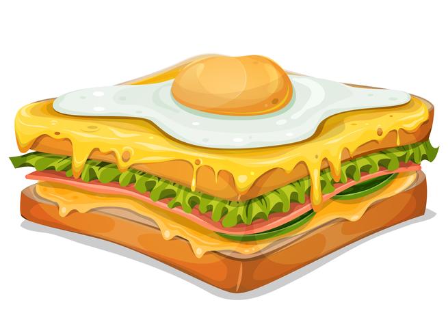 Sándwich Francés Con Huevo Frito vector