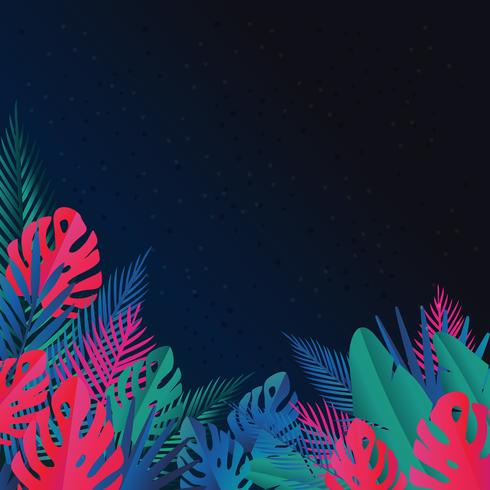 Tropical jungle leaves background vector