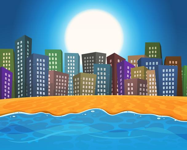 Summer Beach By The City vector