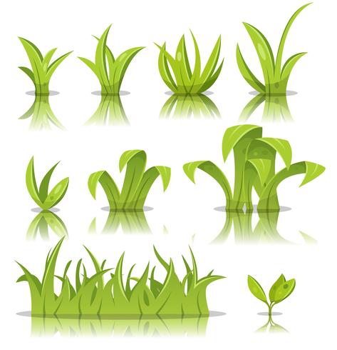 Leaves, Grass And Lawn Set vector