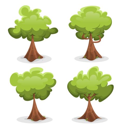 Funny Green Trees Set vector
