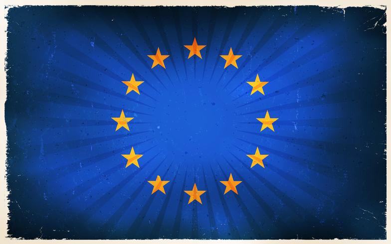 Fondo del cartel de la bandera de la unión europea del vintage vector