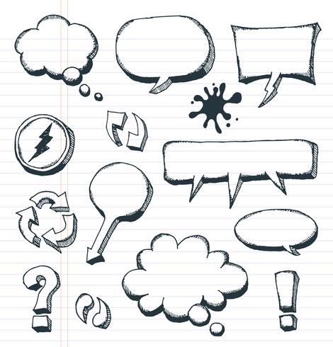 Arrows, Speech Bubbles And Doodle Elements Set vector