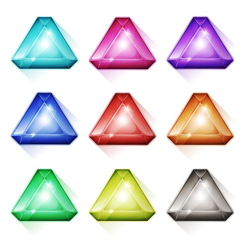 Triangle Gems, Crystal And Diamonds Icons vector