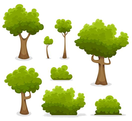 Forest Trees, Hedges And Bush Set vector