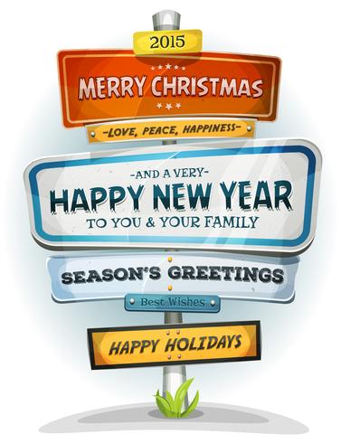 Merry Christmas And Happy New Year On Urban Signpost vector