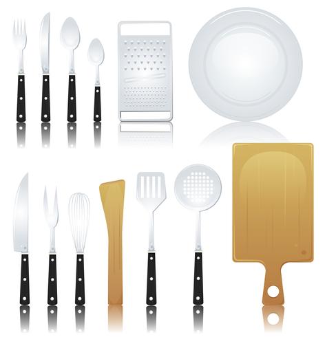 Fork, Knife And Various Kitchenware vector