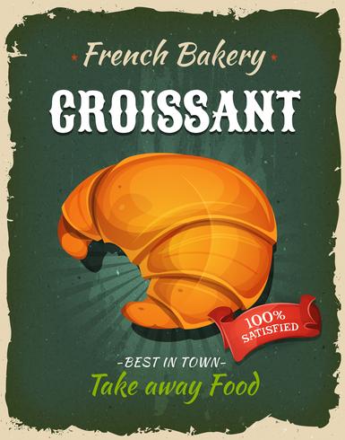 Retro French Croissant Poster vector