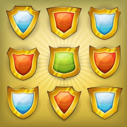 Escudo de iconos de seguridad para juego de interfaz de usuario vector