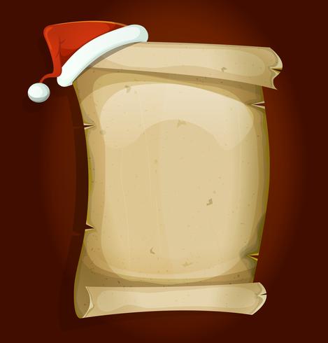 Santa Claus Hat On Old Parchment Scroll vector