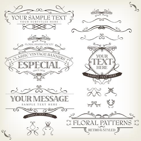 Vintage Old Labels Banners And Frame vector