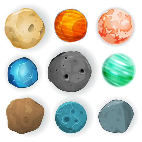 Comic Planets Set vector