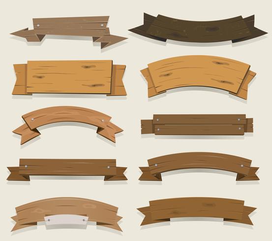 Cartoon Wood Banners And Ribbons vector