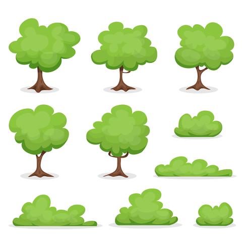 Set de árboles, setos y arbustos vector