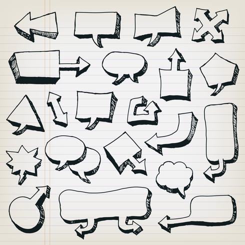 Doodle dibujos animados discurso burbujas conjunto vector