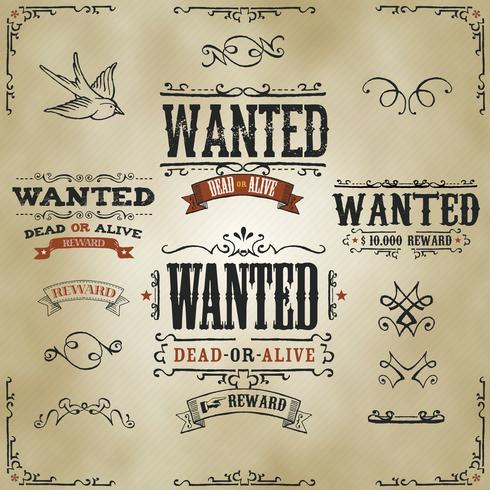 Se buscan vintage banners occidentales vector