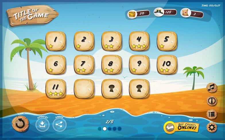 Desert Island Game User Interface Design For Tablet vector