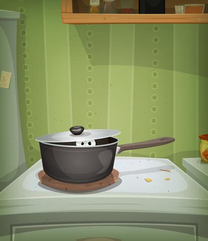 Escena de la cocina, ratón dentro de la estufa vector