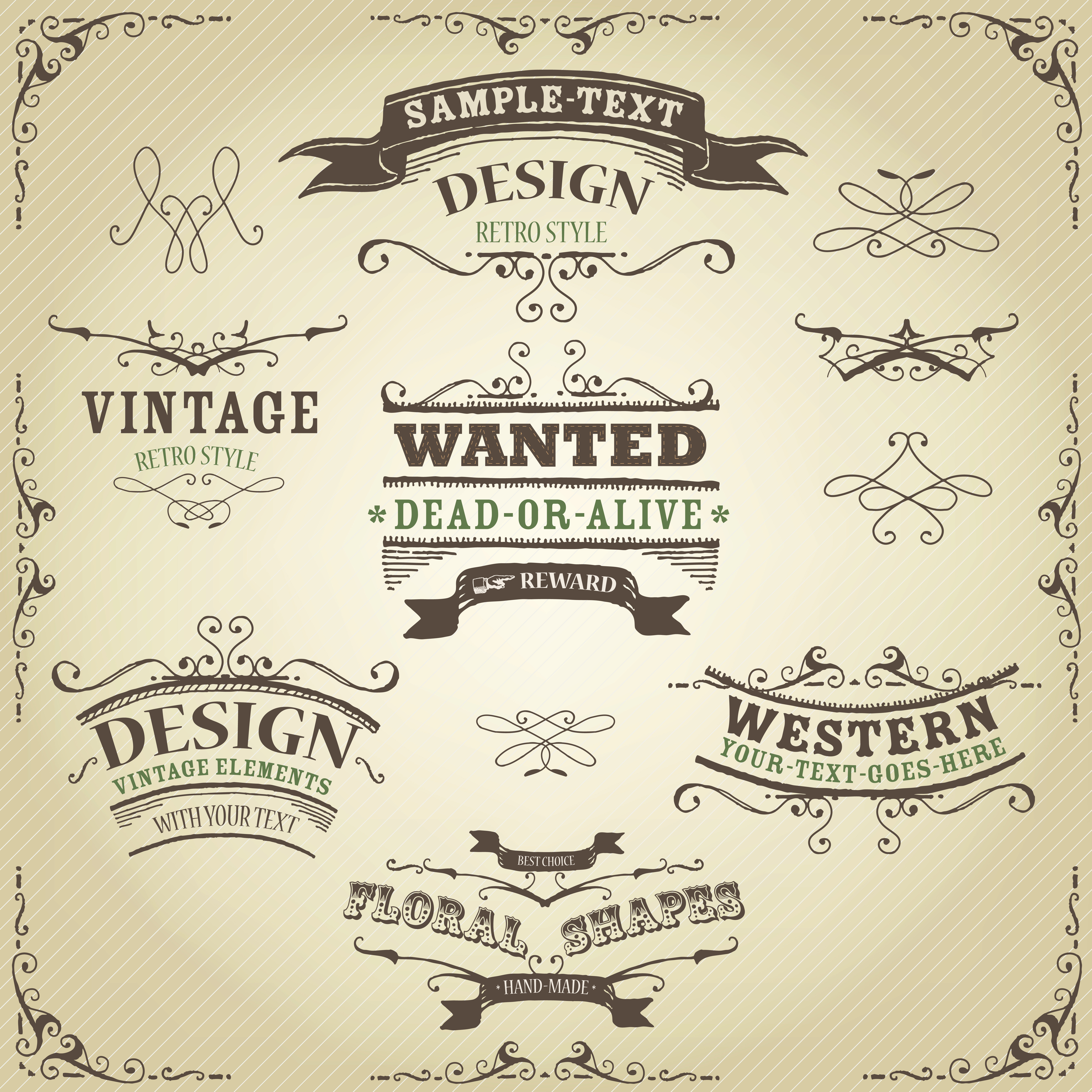 Download Hand Drawn Western Banners And Ribbons 269724 Vector Art at Vecteezy