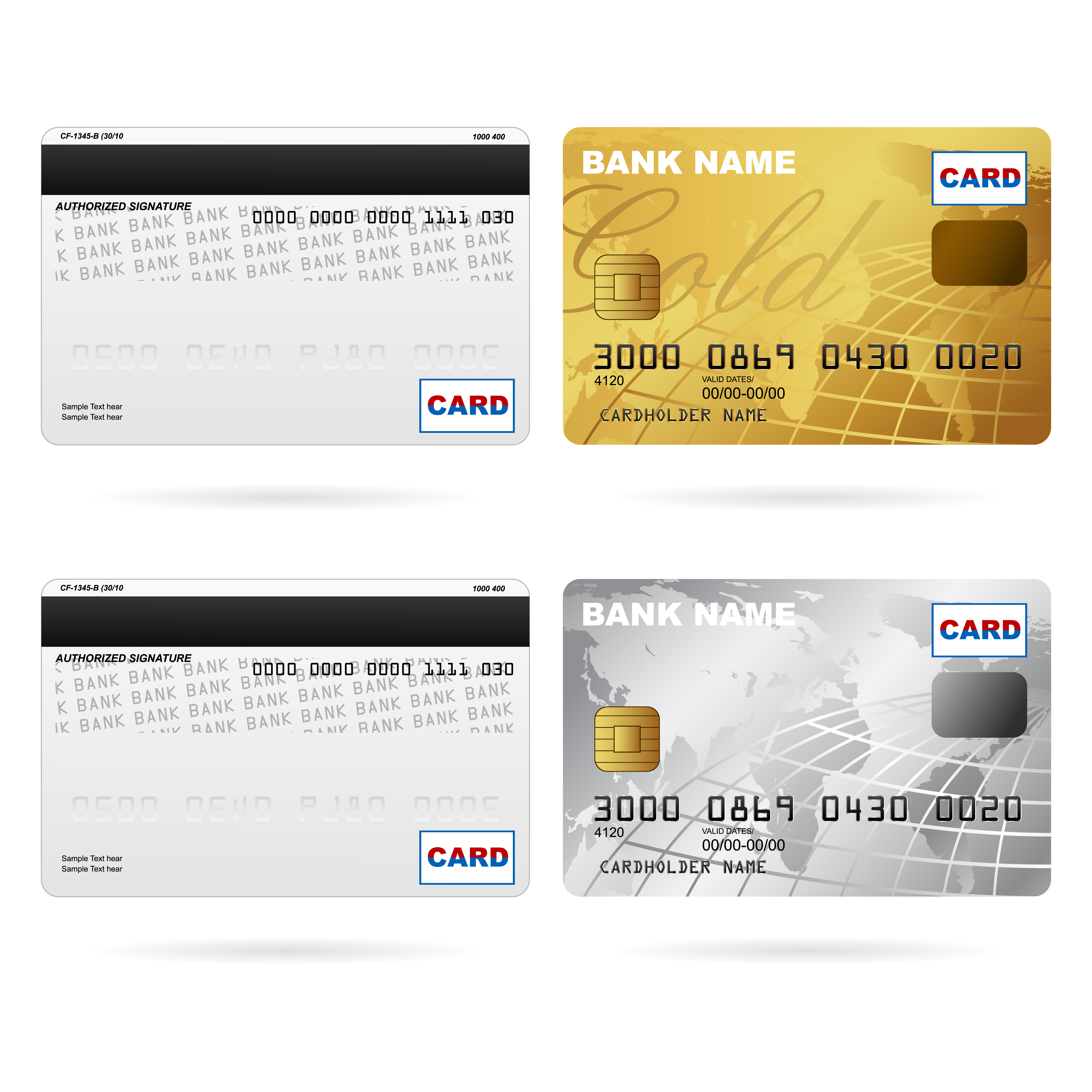 Front And Back Of Credit Cards 269754 Vector Art At Vecteezy