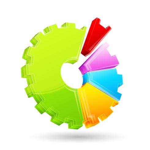 gear shape pie chart vector