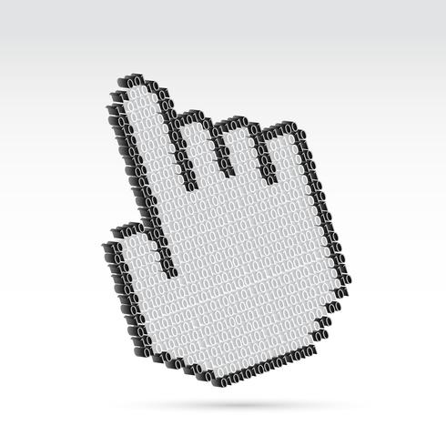 Hand Pointer with Binary Numbers vector