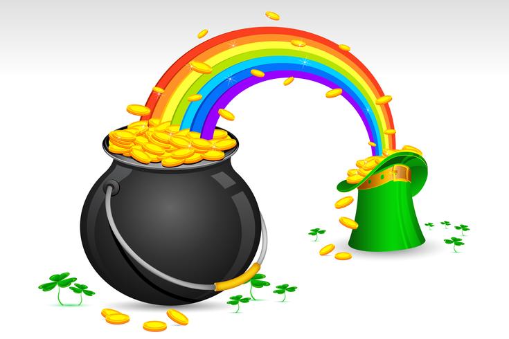 Saint Patrick's Hat and Pot filled with Gold Coins vector