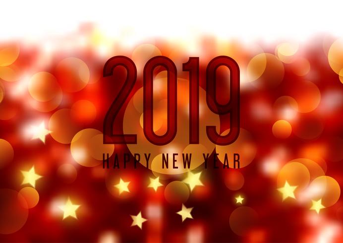 Happy New Year background with bokeh lights and stars vector