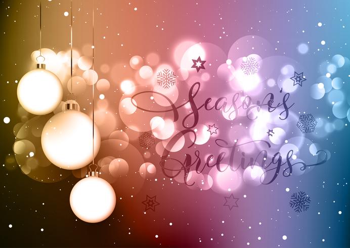 Christmas bauble background with decorative text  vector