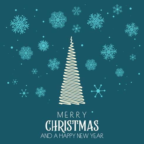 Christmas background with tree and snowflake design vector