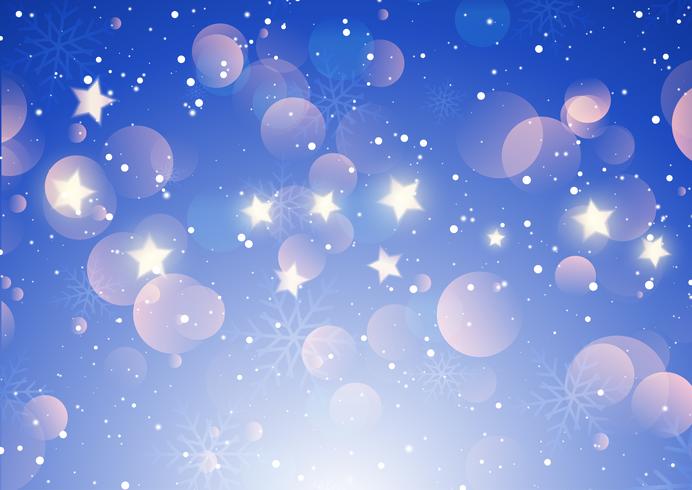 Fondo de copos de nieve y estrellas de Navidad vector