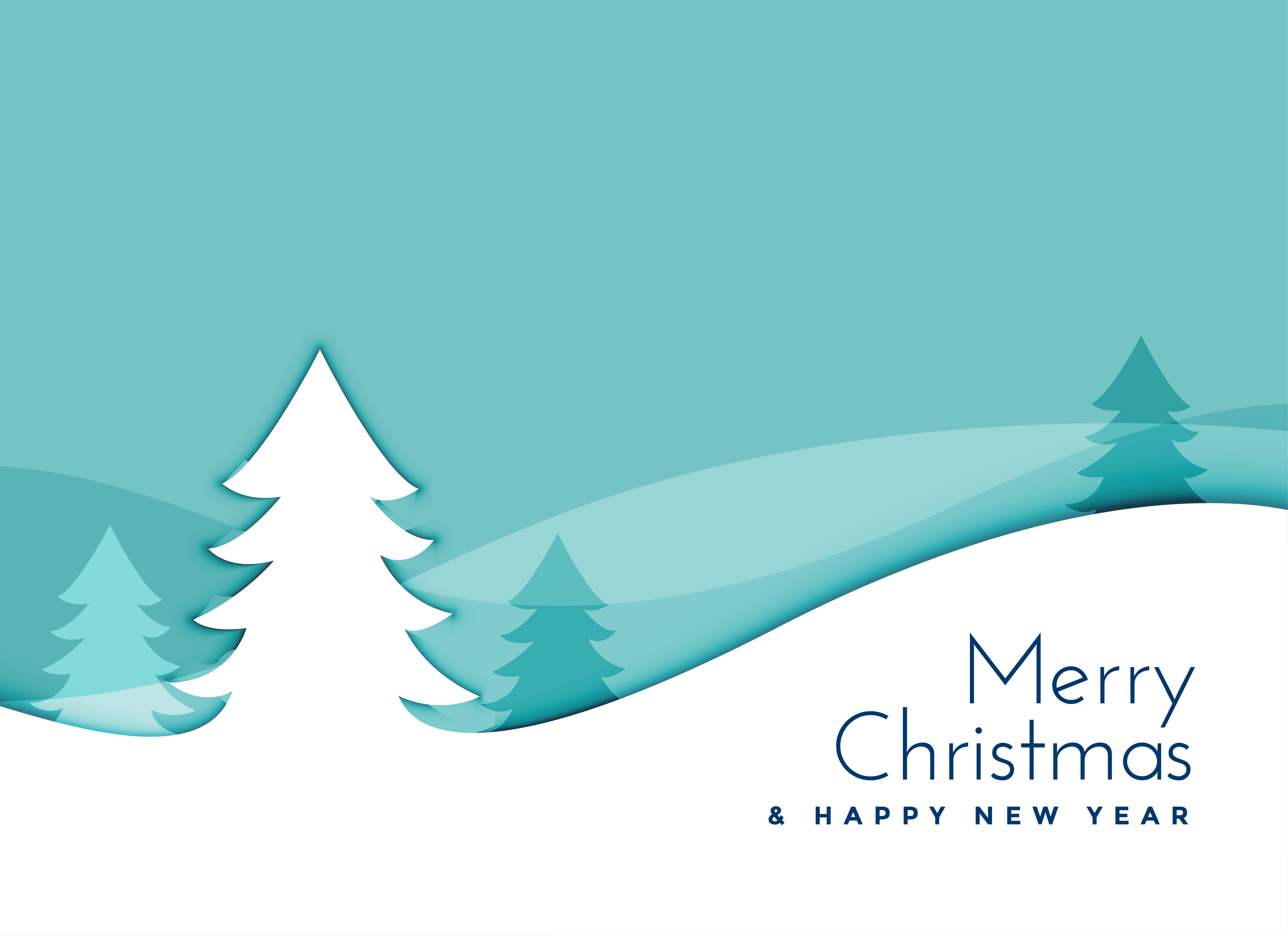 elegant christmas tree landscape scene in papercut style Download