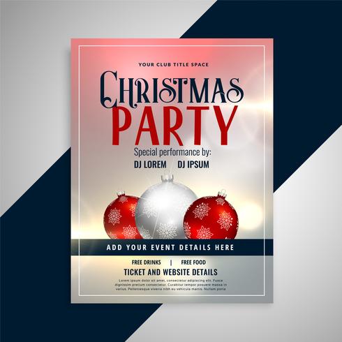 christmas party invitation flyer template design - Download Free Vector ...